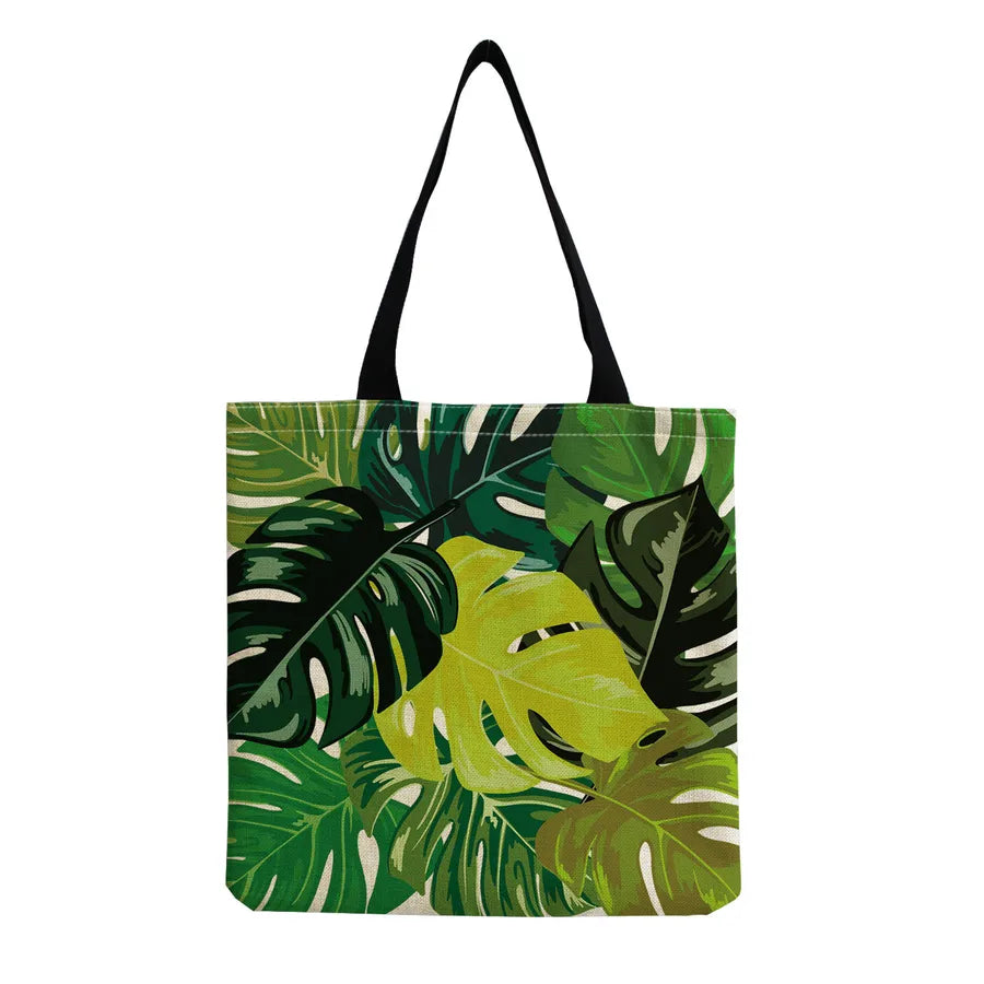 women's tropical leaf shopping bags