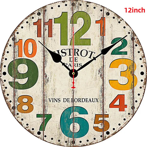A generation of wall clock retro simple wooden clock wall hanging decorative round clock creative mute clock