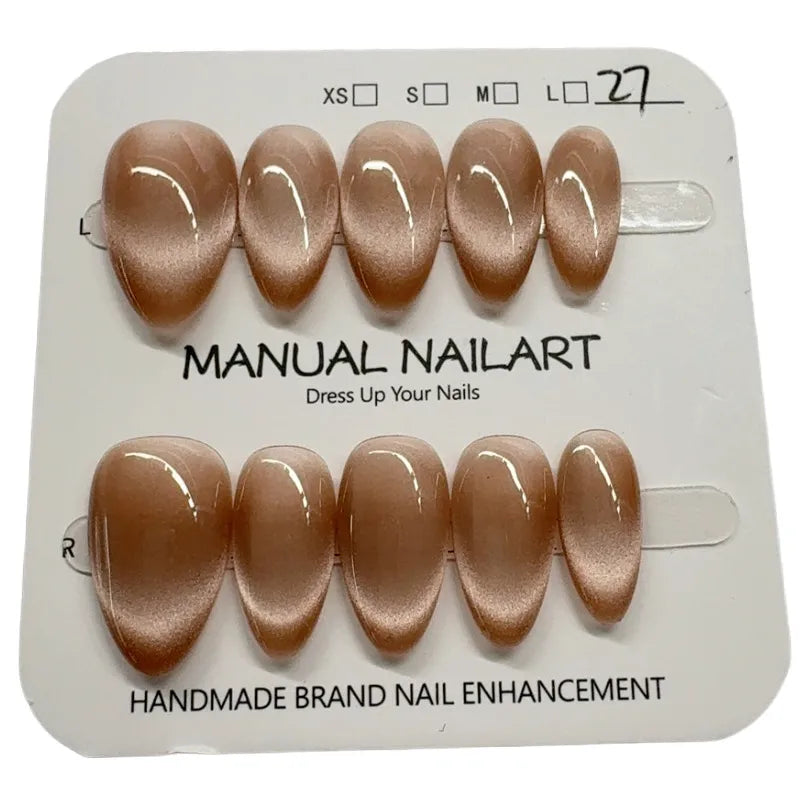 Handmade Wearable Nail Art Phototherapy Finished Product Sparkling Crystal Stone Cat's Eye Removable Starry Sky Pattern Simple Style
