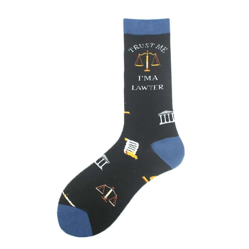 men's fashion cartoon nylon cotton printing crew socks a pair
