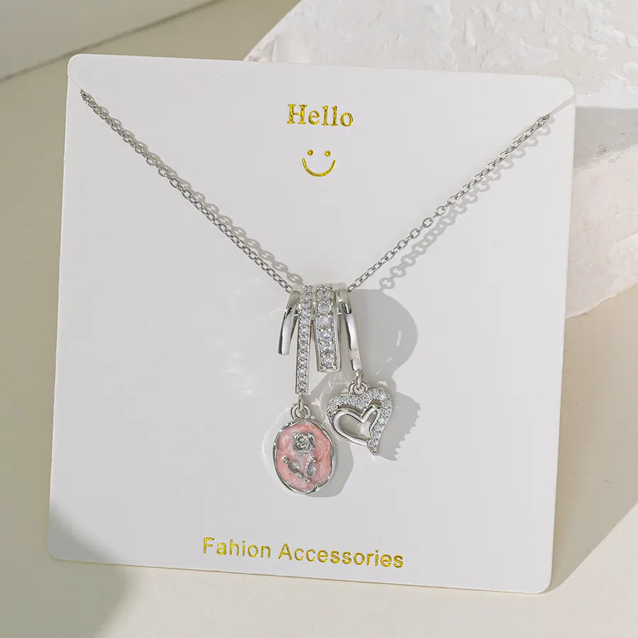 Wholesale Jewelry Elegant Glam Geometric Flower Butterfly 304 Stainless Steel Copper Plating cable chain Pendant Necklace