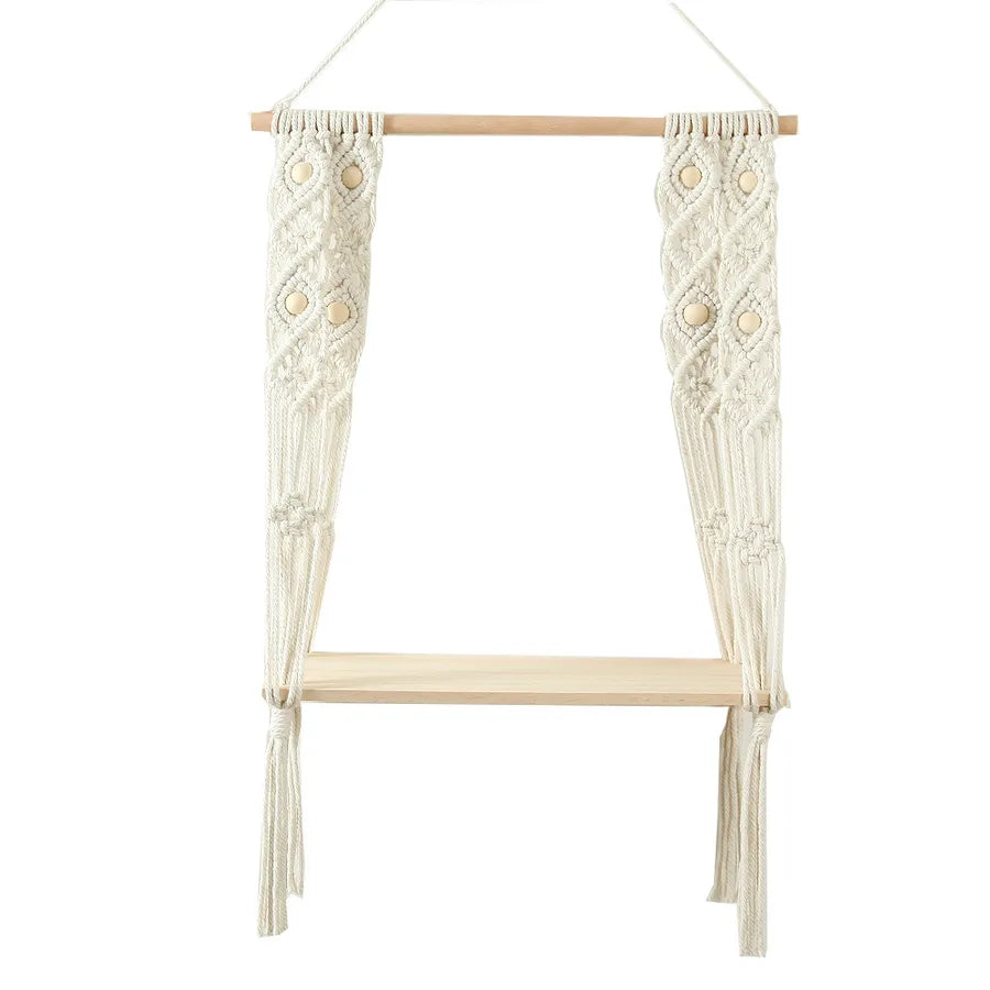 New Hand-woven Tapestry Shelf Cotton Rope Wall Hanging Bohemian Storage Rack Hotel Homestay Children's Room Hanging Decoration