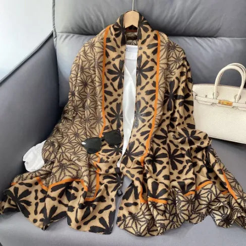 women's fashion star heart shape cotton and linen printing cotton linen scarves