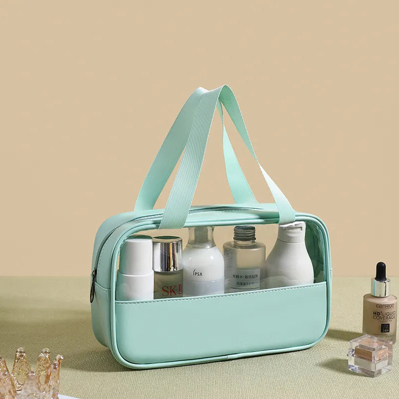cute pastoral solid color pu leather makeup bags