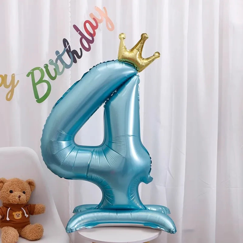 42-Inch Stand-Up Large Pink Base Number Balloons Birthday Decoration Scene Arrangement One-Year-Old Photo Props Balloons