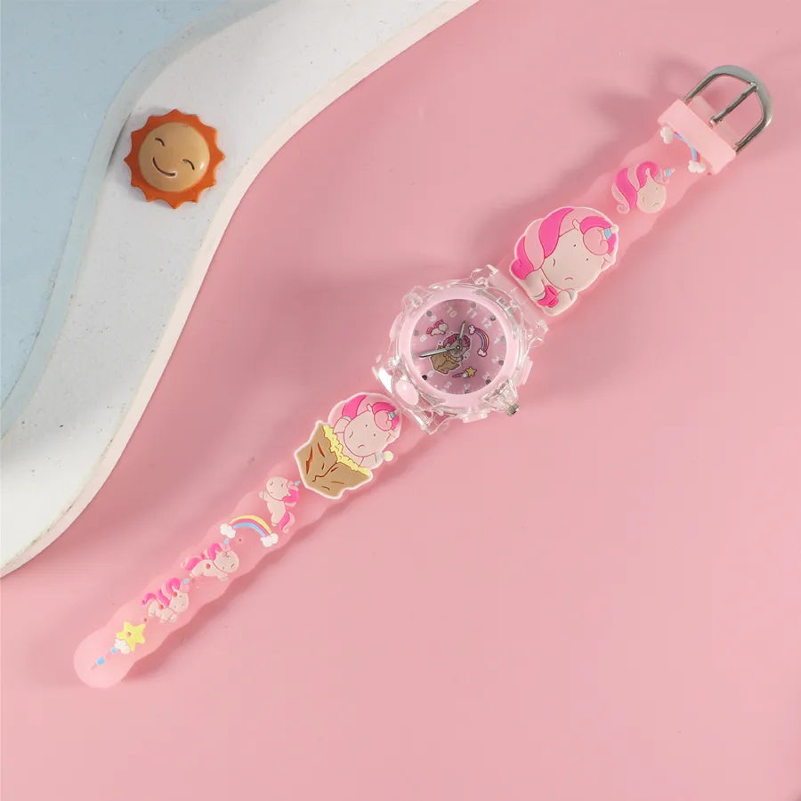 Children's Watch Creative Cartoon Quartz Color Shell Luminous Series Watch Primary School Boys and Girls 3D Viscose Watch