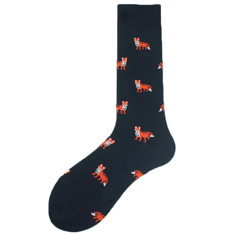 men's fashion cartoon nylon cotton printing crew socks a pair