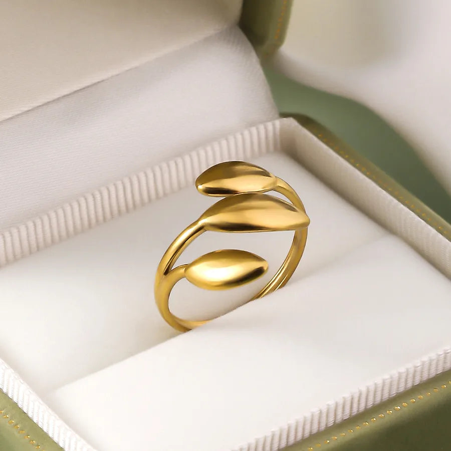 Wholesale Jewelry IG Style Elegant Retro Geometric Leaf Heart Shape 304 Stainless Steel Plating Open Rings