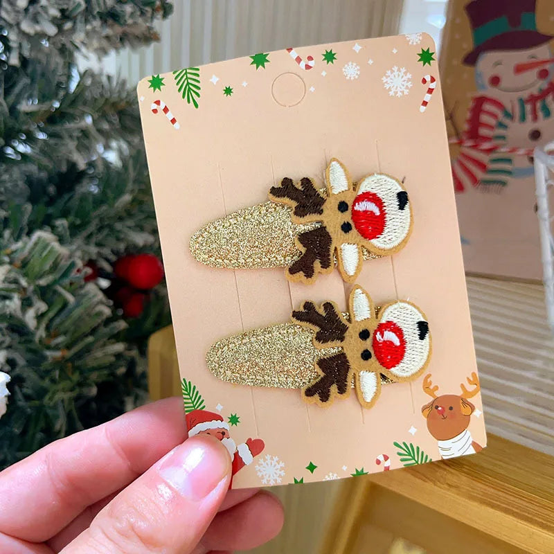 Sweet Cute Christmas Butterfly Knot Hair Clip For Girls Children's Holiday Snowman Tree Hair Accessories Festive Headwear