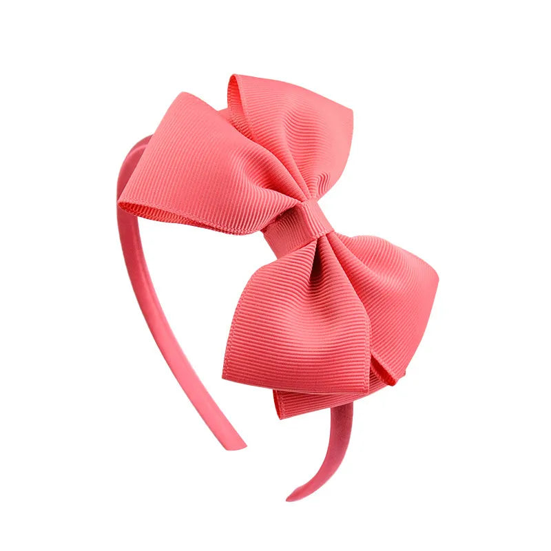 Popular Kidsren's Pure Color Ribbed Rainbow Bow Head Buckle Small Fresh Versatile Girl Headband Hot Sale