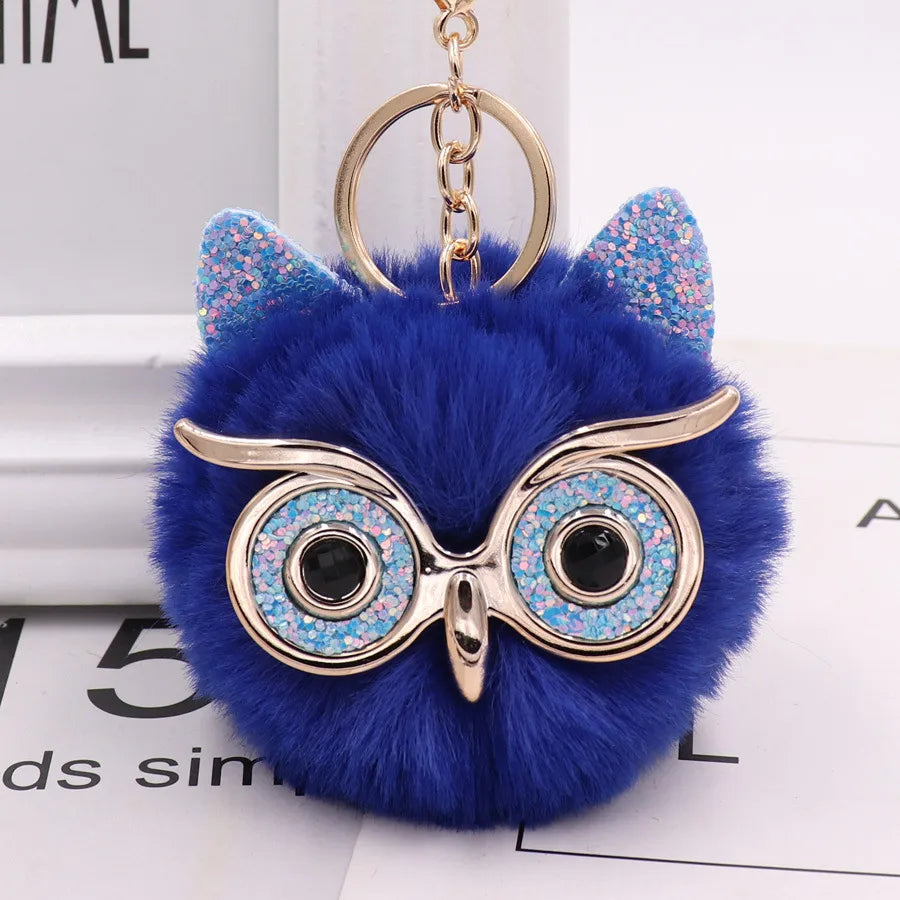 cute owl alloy plush unisex bag pendant keychain 1 piece
