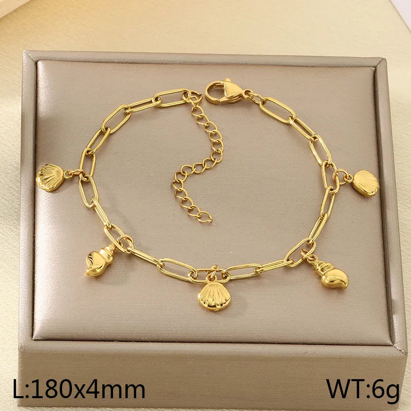 IG Style Vintage Style Cherry Ocean Butterfly 304 Stainless Steel 18K Gold Plated Paperclip Chain Bracelets In Bulk