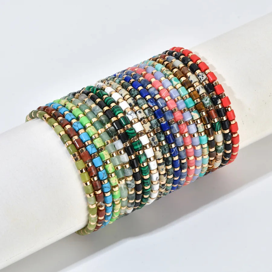 Ethnic Style Geometric natural stone Agate Beaded Chain Bracelets In Bulk