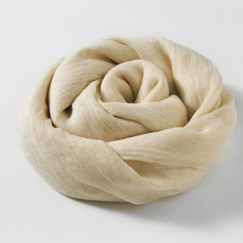 women's simple style solid color cotton and linen silk scarves