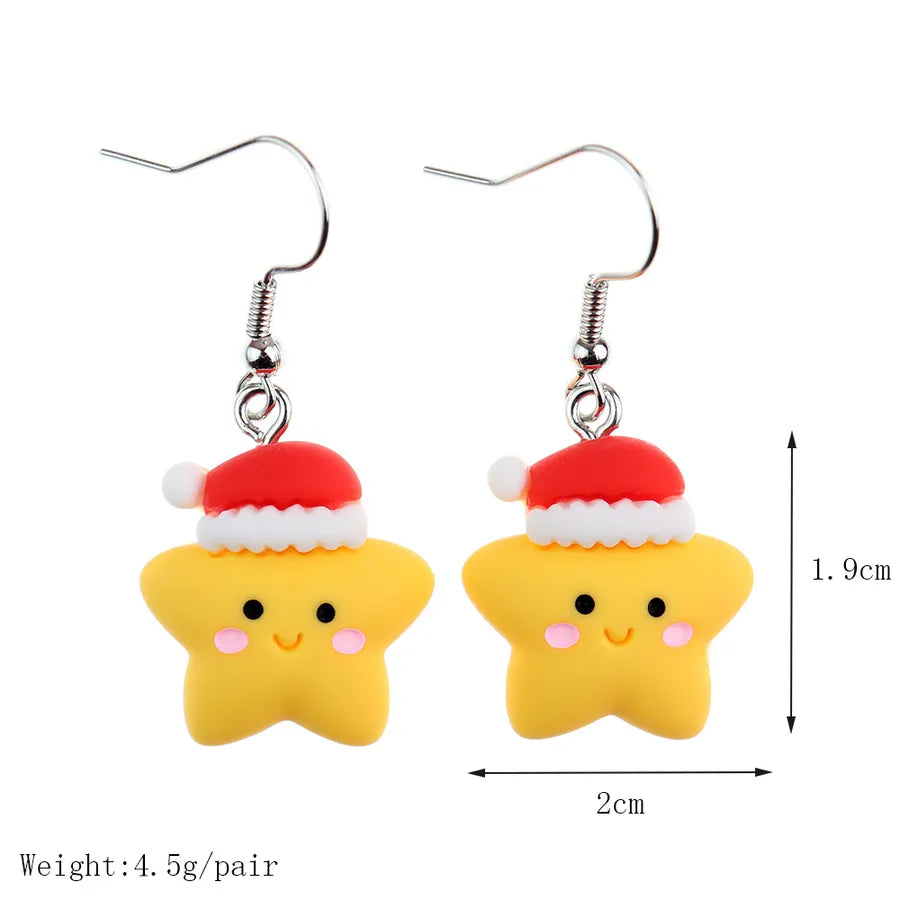 Christmas Themed Hoop Earrings Santa Claus Reindeer Christmas Tree New Arrival Cartoon Design Christmas Series Jewelry