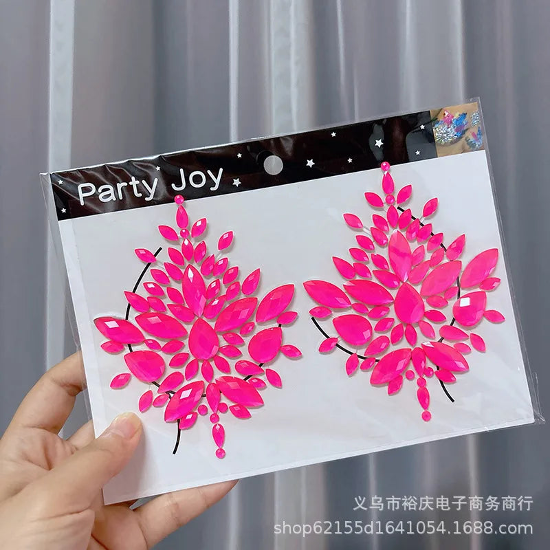 Halloween face stickers chest stickers body tattoo stickers resin acrylic Diamond stickers tattoo stickers wholesale
