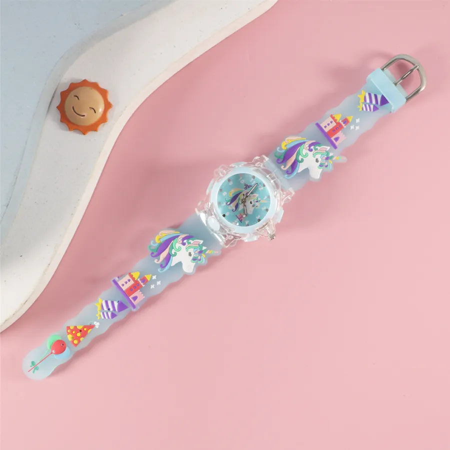 Children's Watch Creative Cartoon Quartz Color Shell Luminous Series Watch Primary School Boys and Girls 3D Viscose Watch