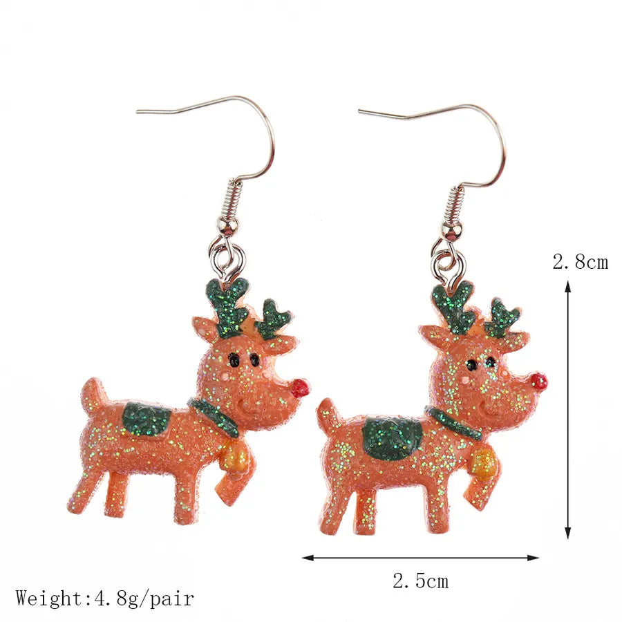 Christmas Themed Hoop Earrings Santa Claus Reindeer Christmas Tree New Arrival Cartoon Design Christmas Series Jewelry