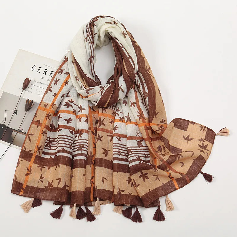 Women's Sweet Color Block Polyester Printing Scarf
