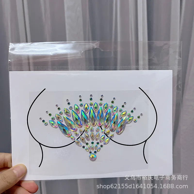 Halloween face stickers chest stickers body tattoo stickers resin acrylic Diamond stickers tattoo stickers wholesale