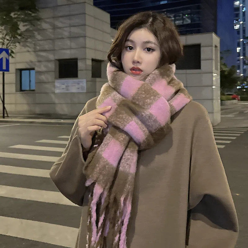 Unisex Casual Simple Style Classic Style Lattice Imitation cashmere Scarf
