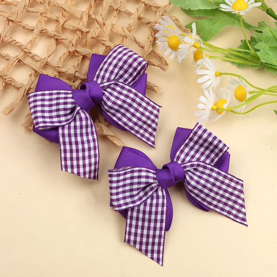 New British Academy Style Ins Pair of Fresh Plaid Bow Hairpin Handmade Hair for Girls
