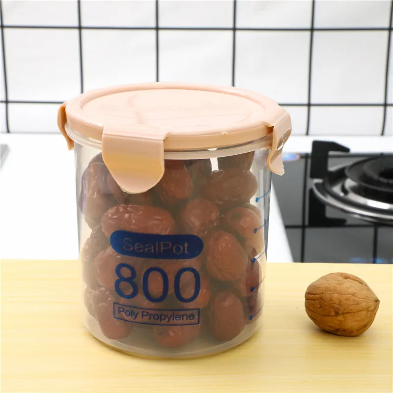 Kitchen Moisture-proof Transparent Sealed Jar Grain Dried Fruit Storage Plastic Jar Snack Storage Jar