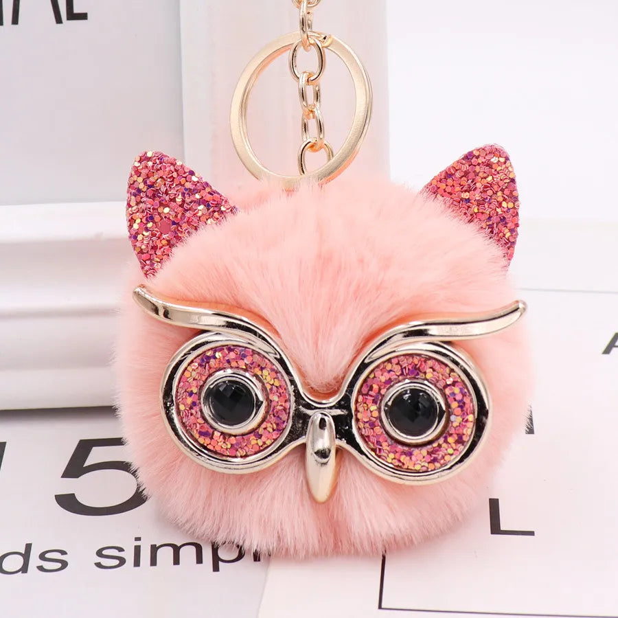 cute owl alloy plush unisex bag pendant keychain 1 piece
