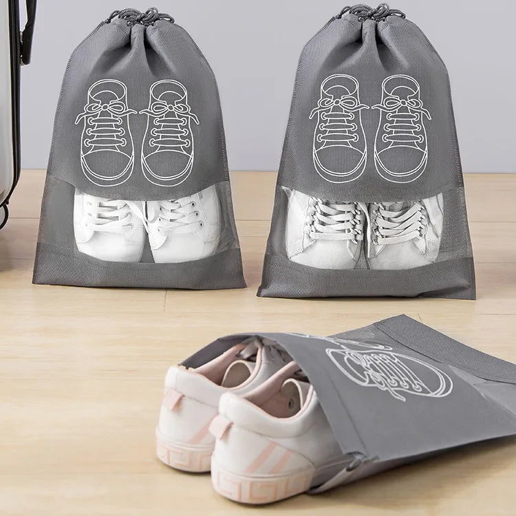 Spot Non-woven Shoe Bag Travel Dustproof Bundle Pocket Clothes Shoes Storage Bag Seasonal Shoes Drawstring Bag Household
