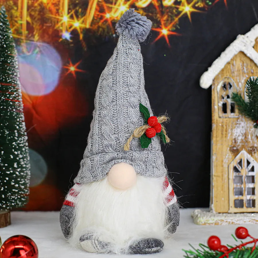 Christmas Decorative Figures Gift Rudolph Knitted Hat Shorty With Light Glowing Santa Claus Dolls High End Christmas Ornaments