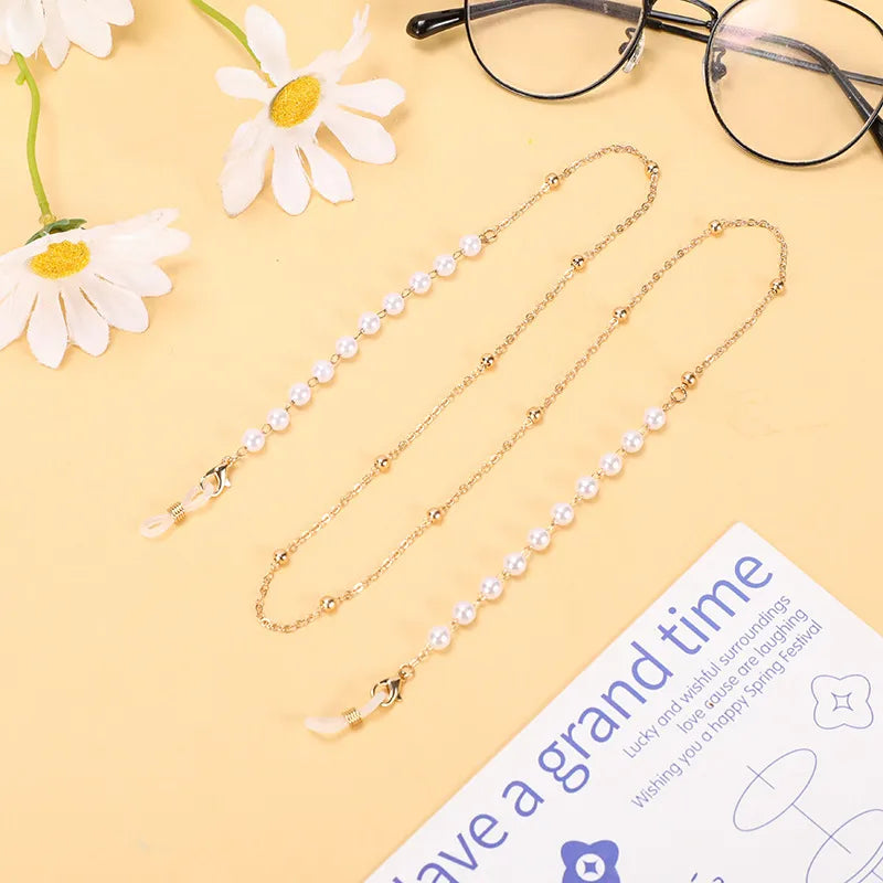ins Crystal Shell Pearl Glasses Chain Fine Glasses Lanyard Chain Tassel Jewelry Necklace Anti-slip Chain