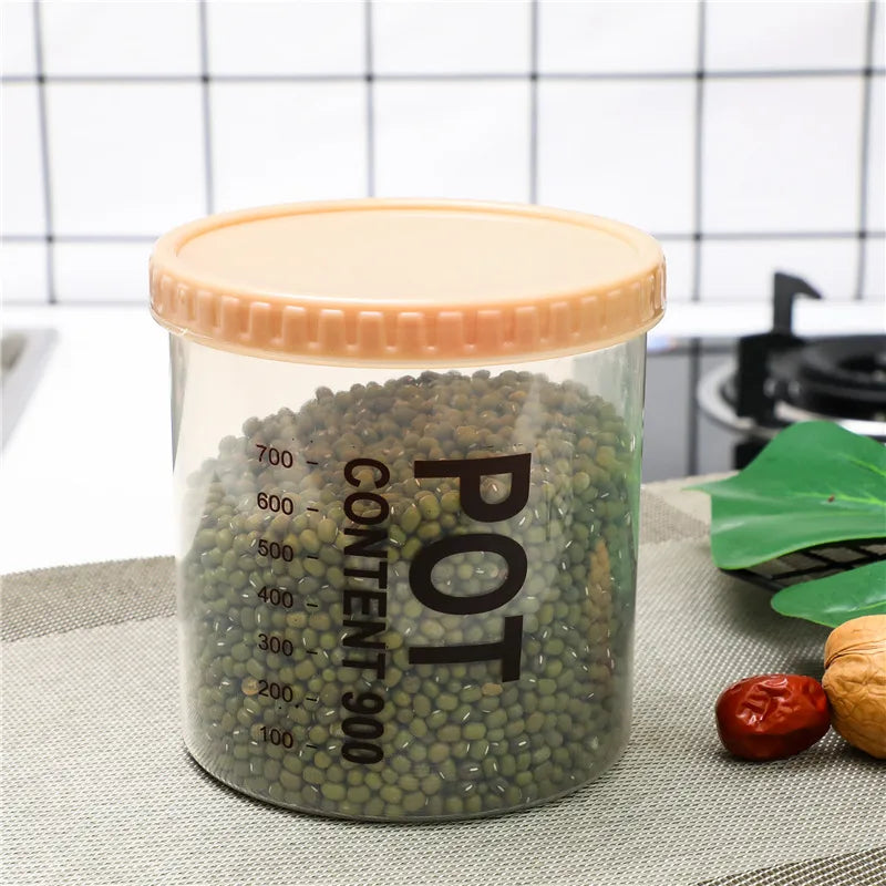 Kitchen Moisture-proof Transparent Sealed Jar Grain Dried Fruit Storage Plastic Jar Snack Storage Jar