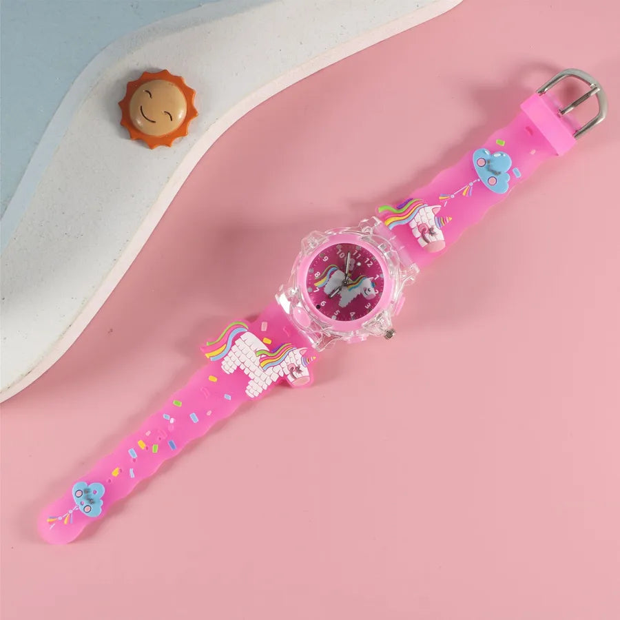 Children's Watch Creative Cartoon Quartz Color Shell Luminous Series Watch Primary School Boys and Girls 3D Viscose Watch