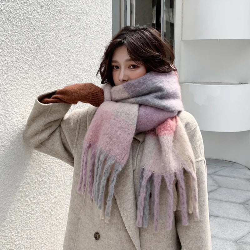 Unisex Casual Simple Style Classic Style Lattice Imitation cashmere Scarf