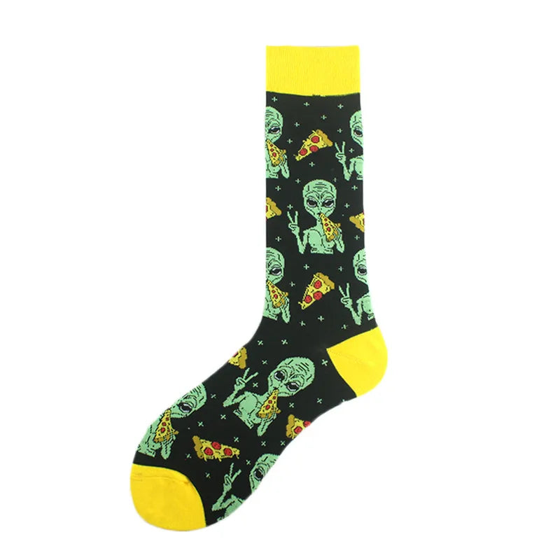 men's fashion cartoon nylon cotton printing crew socks a pair
