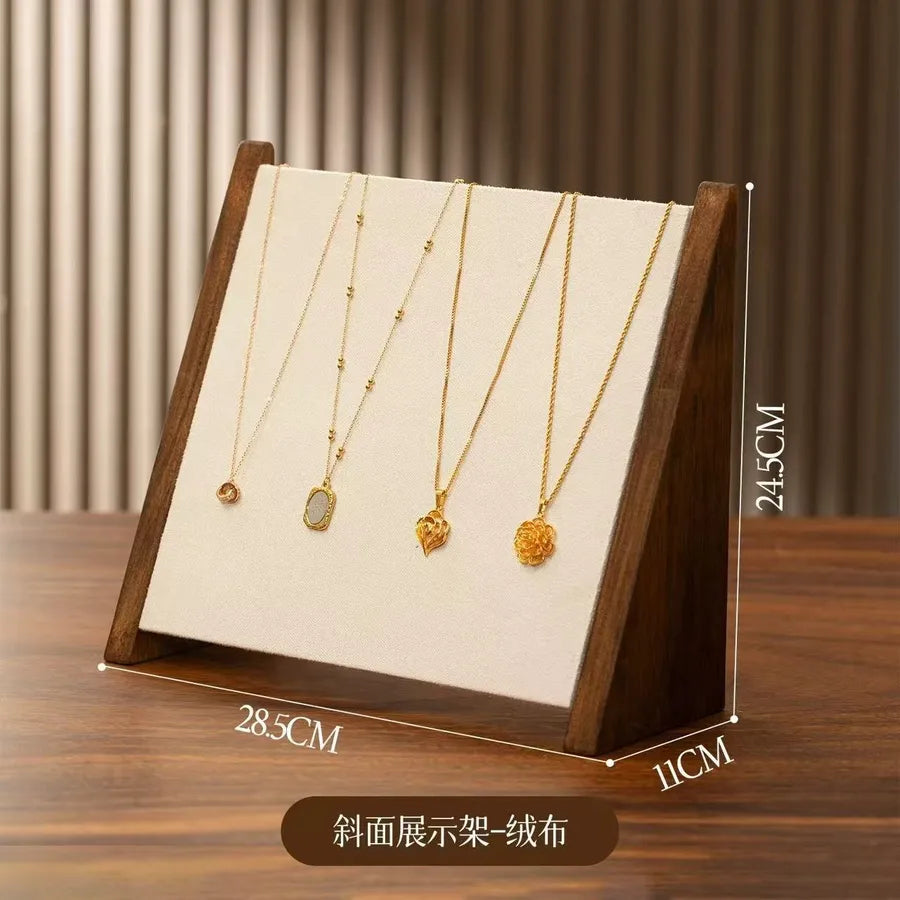 Walnut Wooden Slope Display Stand Jewelry Earring Storage Rack Bracelet Watch Organizer Modern Simple Style Home Decor