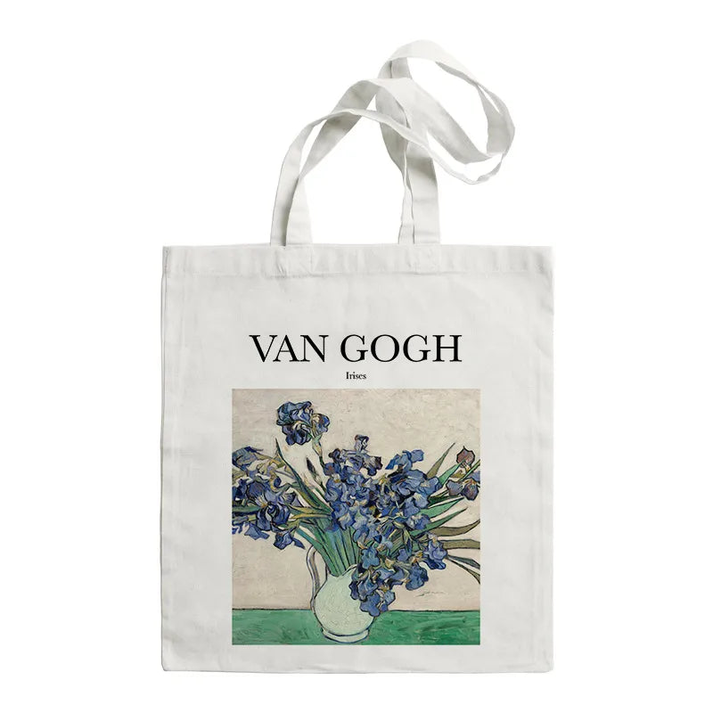 women's retro oil painting shopping bags