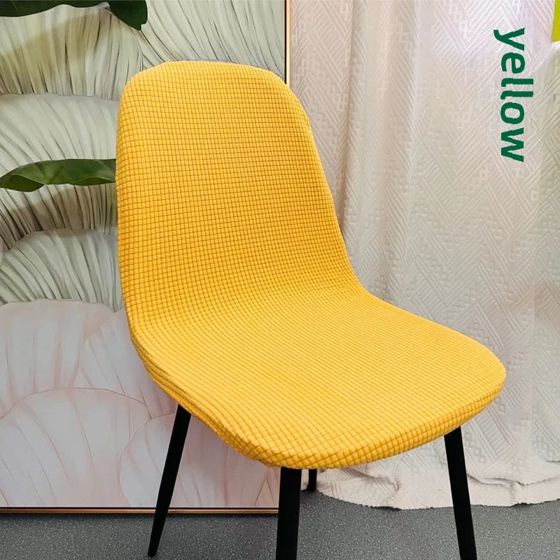 Simple solid color shell-shaped seat cover thickened polar fleece jacquard chair cover Universal Universal hotel dining chair cover