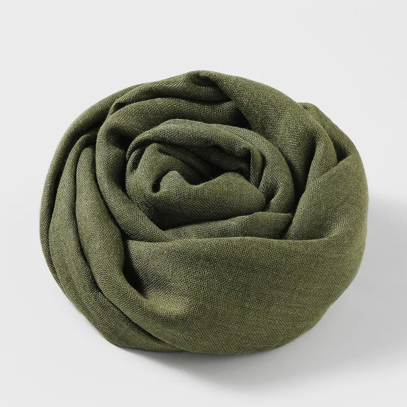 women's simple style solid color cotton and linen silk scarves