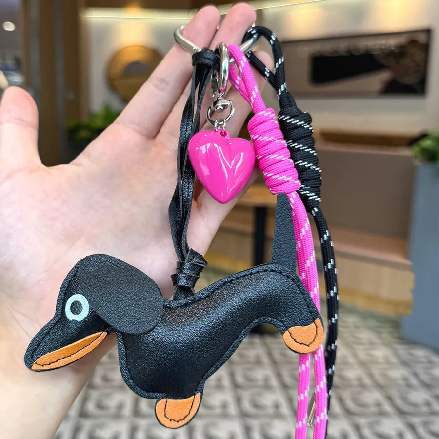 Cute Metal Keychain Pendant Beaded Bookbag Girl's Bag Charm Style Cartoon Design Half Handmade Flower