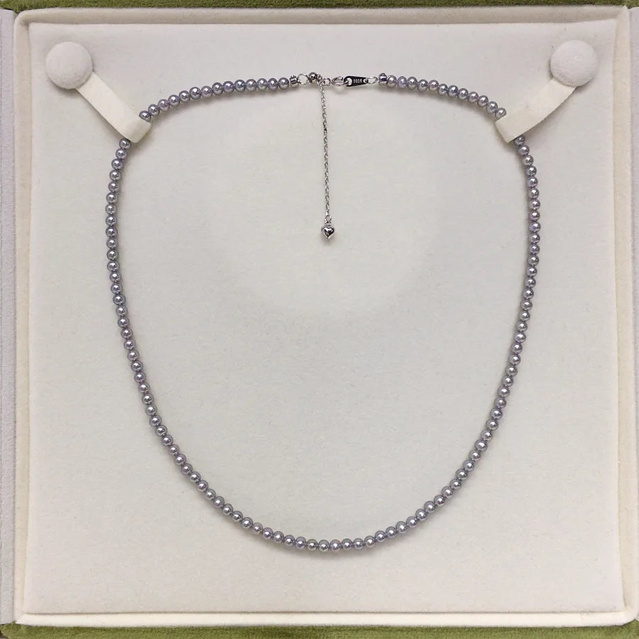 Zhuji Pearl High Brightness Near Round Natural Freshwater Pearl baby Bead Chain Small Rice Bead Pearl Necklace Jewelry Wholesale