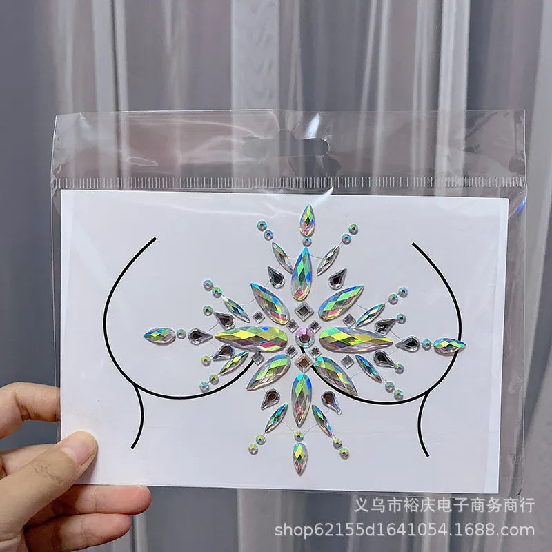 Halloween face stickers chest stickers body tattoo stickers resin acrylic Diamond stickers tattoo stickers wholesale