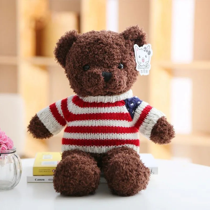 Wholesale sweater bear doll large pillow cute dressing teddy bear doll birthday gift girl plush toy