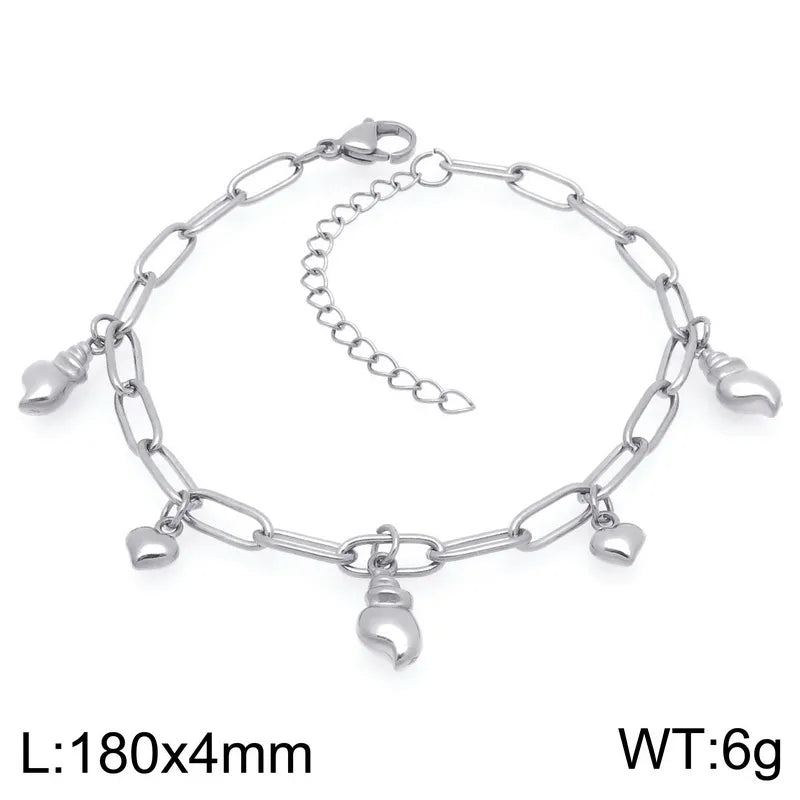 IG Style Vintage Style Cherry Ocean Butterfly 304 Stainless Steel 18K Gold Plated Paperclip Chain Bracelets In Bulk