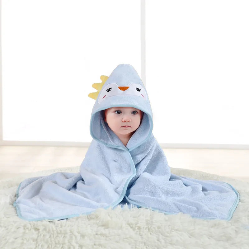 Baby Cartoon Bag Blanket Coral Fleece Absorbent Children's Bath Towel Embroidered Blanket with Hood Cloak Soft Newborn Blanket