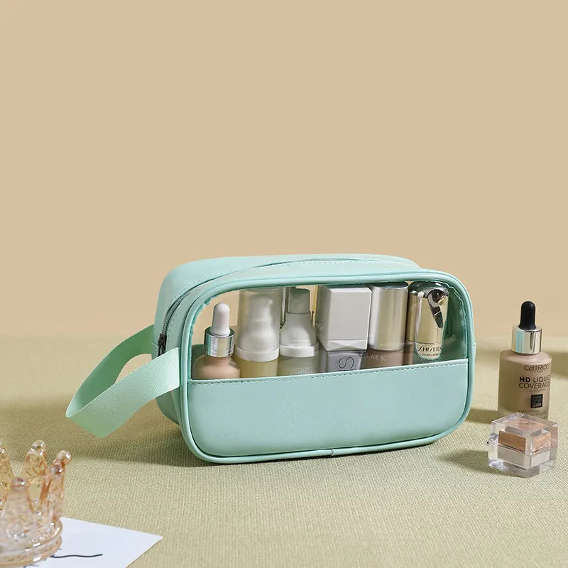cute pastoral solid color pu leather makeup bags