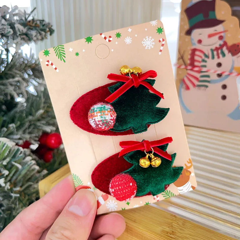 Sweet Cute Christmas Butterfly Knot Hair Clip For Girls Children's Holiday Snowman Tree Hair Accessories Festive Headwear