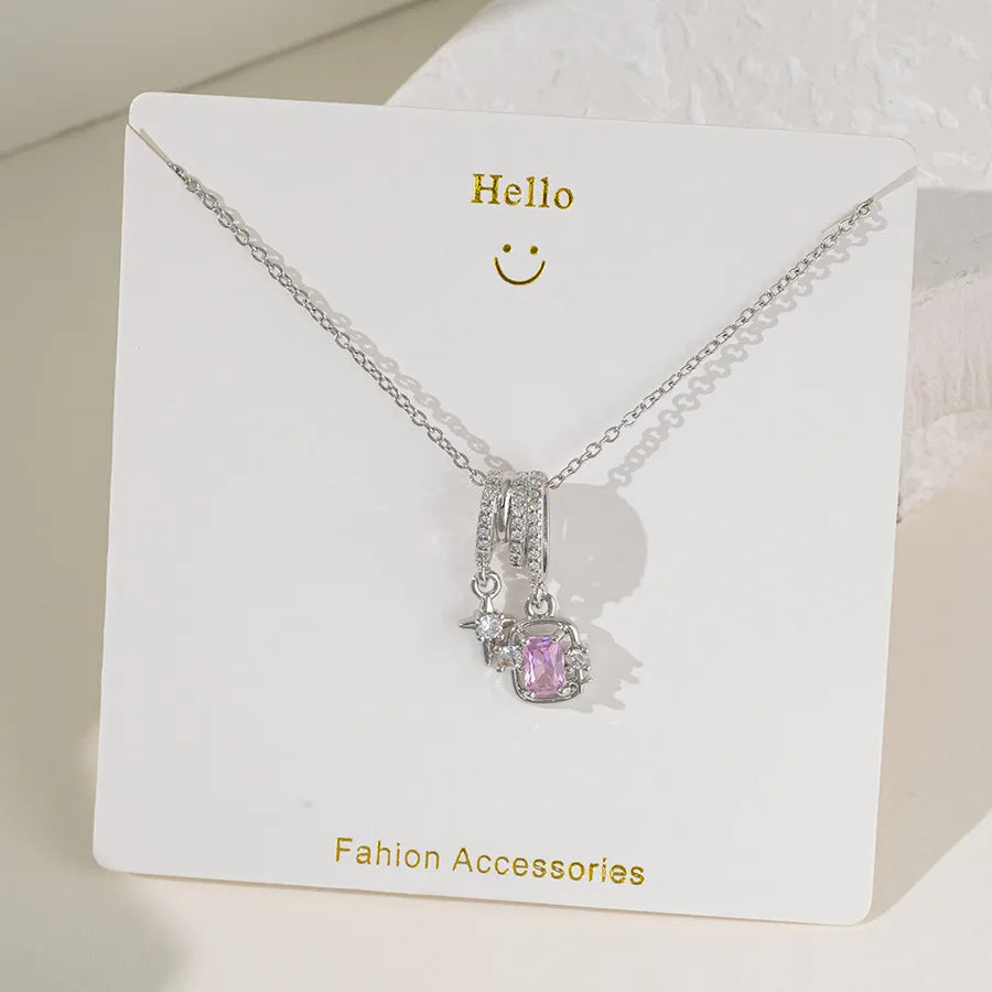 Wholesale Jewelry Elegant Glam Geometric Flower Butterfly 304 Stainless Steel Copper Plating cable chain Pendant Necklace