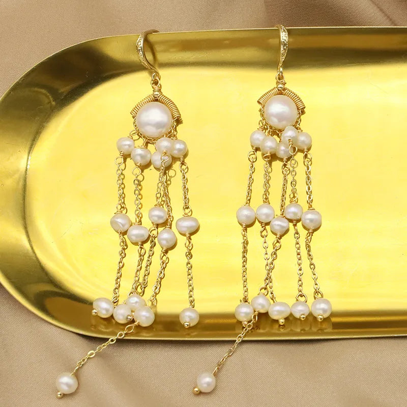 Live broadcast natural pearl earrings high-grade earrings s925 silver needle women's design natural freshwater real pearl