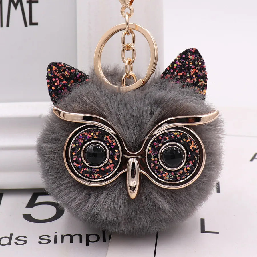 cute owl alloy plush unisex bag pendant keychain 1 piece